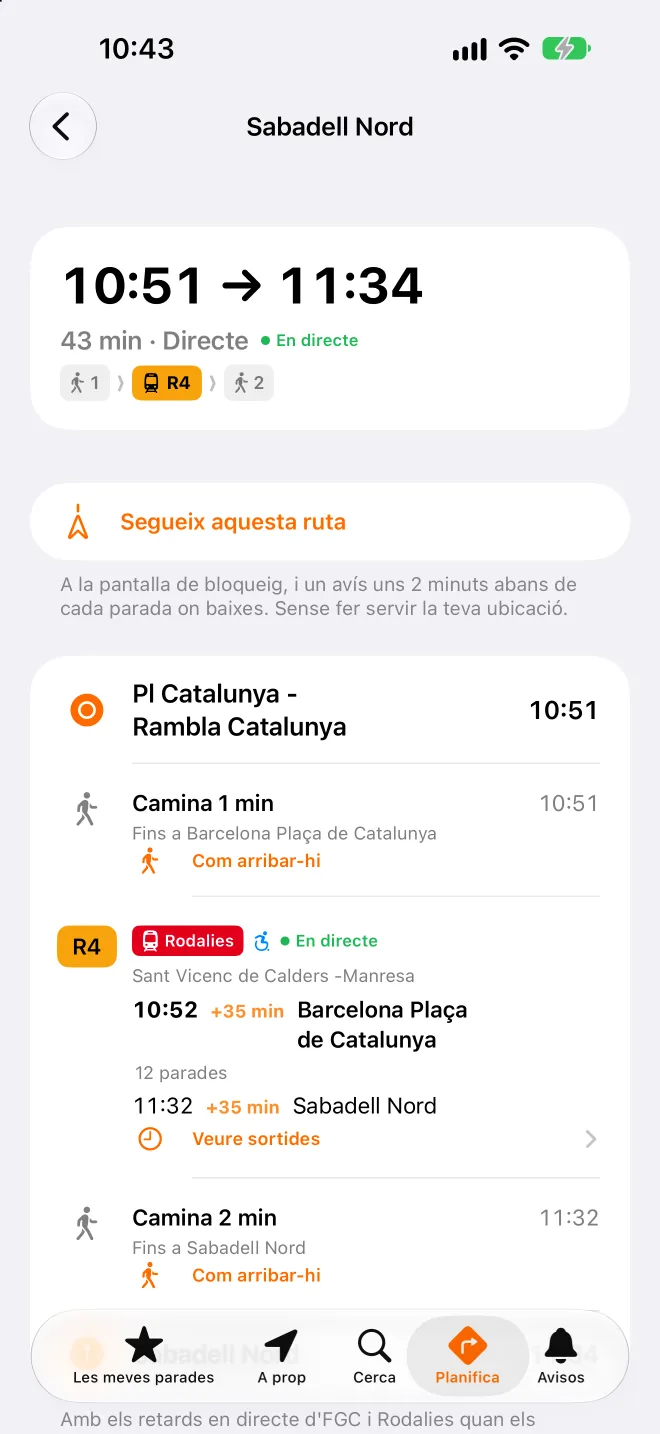 Ruta amb transbordaments i retards
